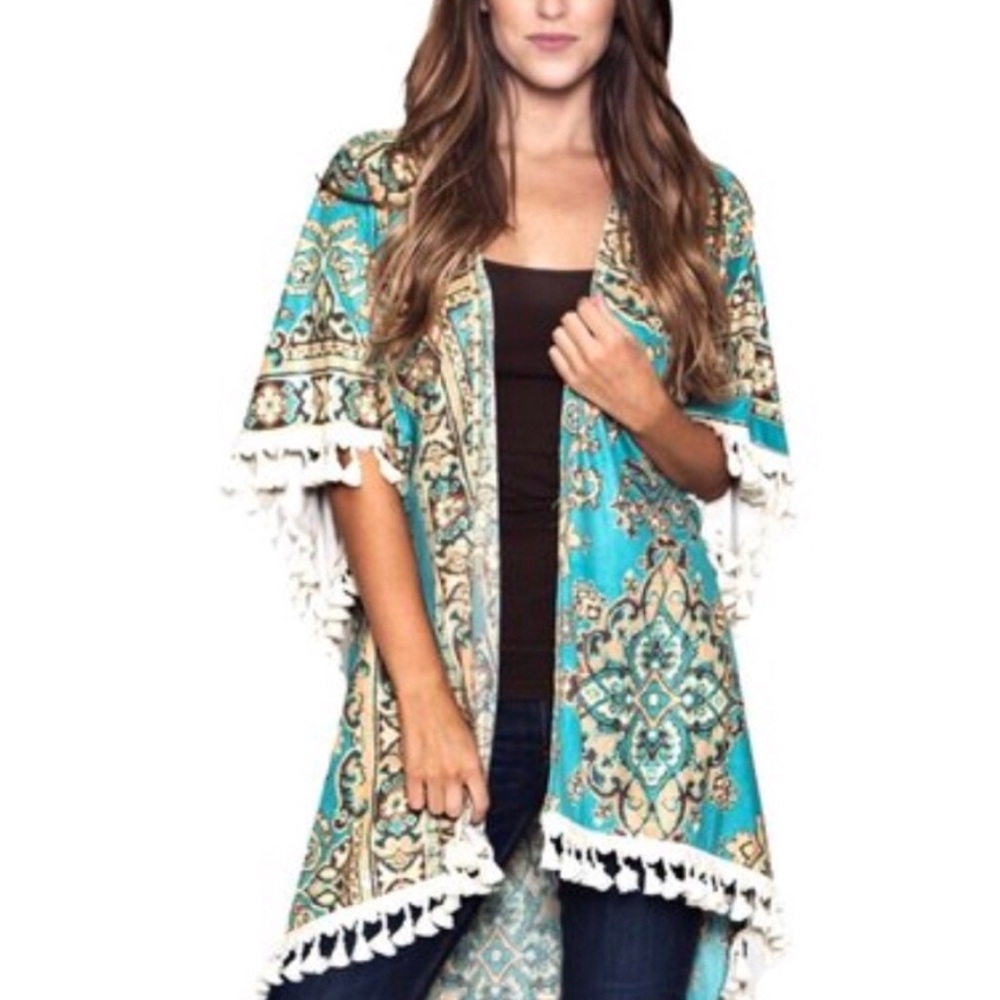 Judith March ALADINS RUG PRINT KIMONO TASSEL Boho